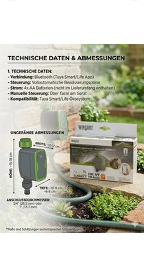WINGART Bewässerungscomputer Bluetooth CONNECT - Tuya Smart Life Steuerung