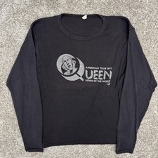 Vintage Queen Shirt Mens Large small Black 1977 News Of The World Long Sleeve