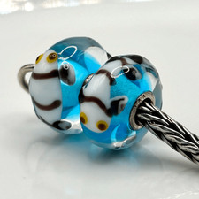 TROLLBEADS White & Black Fish Unique o/ Tropical Turquoise Blue LAA 925S NEW, #2
