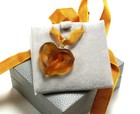 LALIQUE ENTWINED COEUR HEART LOVE FROSTED AMBER TONE CRYSTAL NECKLACE PENDANT