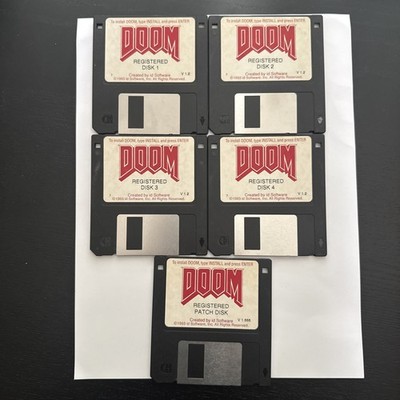 DOOM V 1.2 Registered 3.5” Floppy 1-4 & V1.666 Patch Disk ID