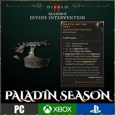 Diablo 4 Mantle of the Grey Unique – Season Divine Intervention – Fast Trade