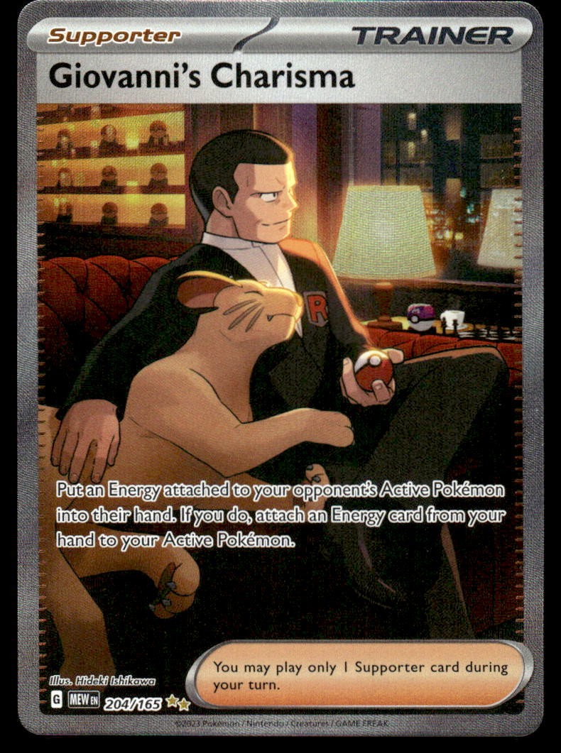 Pokemon TCG SV: Scarlet & Violet 151 #204/165 Giovanni's Charisma Holo NM