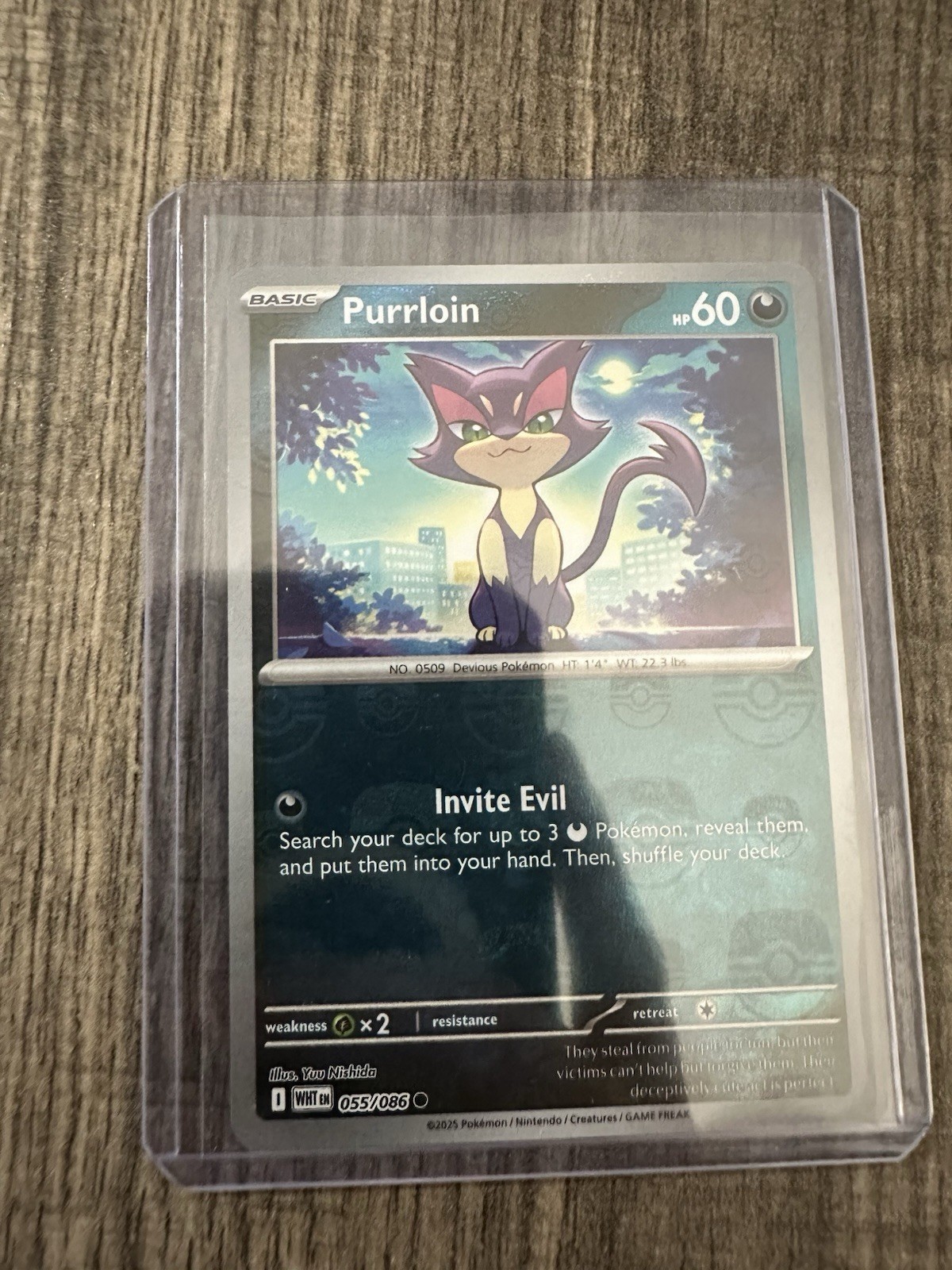 Purrloin (Master Ball Pattern) 055/086 Sv: White Flare Holo Pokémon TCG NM