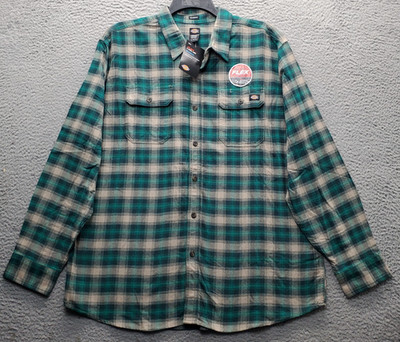 Dickies Workwear Flannel Shirt Mens XL Multi Flex Moisture Wicking Relaxed Fit