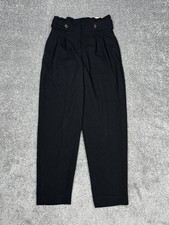 Ann Taylor Dress Pants Womens 00 Black Pleated Paperbag Tapered Leg New *