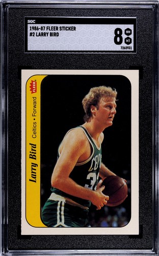 1986-87 Fleer Basketball Sticker Larry Bird #2 SGC 8