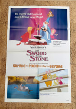 1983 Walt Disney Sword in the Stone & Winnie the Pooh Artwork Poster 27x41 Vinta
