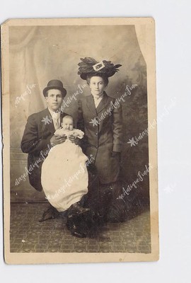 RPPC Real Photo Postcard Family Portrait #2 Father Holding Baby