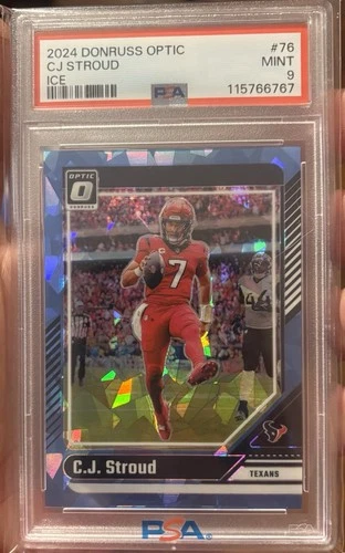2024 Donruss Optic Cj Stroud 1/15 Blue Cracked Ice Texans PSA 9 POPULATION 1