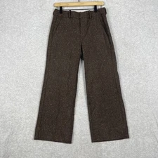 AYR Wool Blend Tweed Crop Ankle Pants Brown Womens 2 Tailored Quiet Luxury