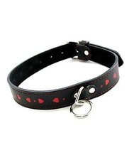 BDSM Bondage Collar Neck Roleplay Plesur PVC Hearts BlackRed Black Red Restraint