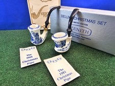Pipa da fumo olandese ceramica stelo piegato Natale Zenith 1981 e 1982, non fumata, scatola