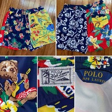 Polo Ralph Lauren Big Boys 5.75  Hawaiian Bear Color Block Swim Trunk XL 18 