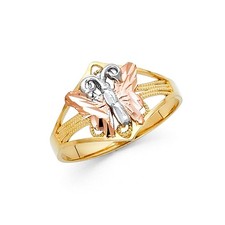 NEW 14K TWO TONE GOLD FANCY BUTTERFLY RING -SIZE 7
