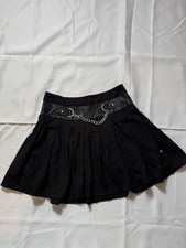 Royal bones Black mini skirt with chain belt goth grunge Tripp NYC