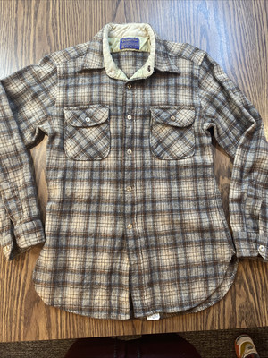 Vintage 70s Pendleton Plaid Wool Loop High Grade Western Wear Shirt Women s Med.