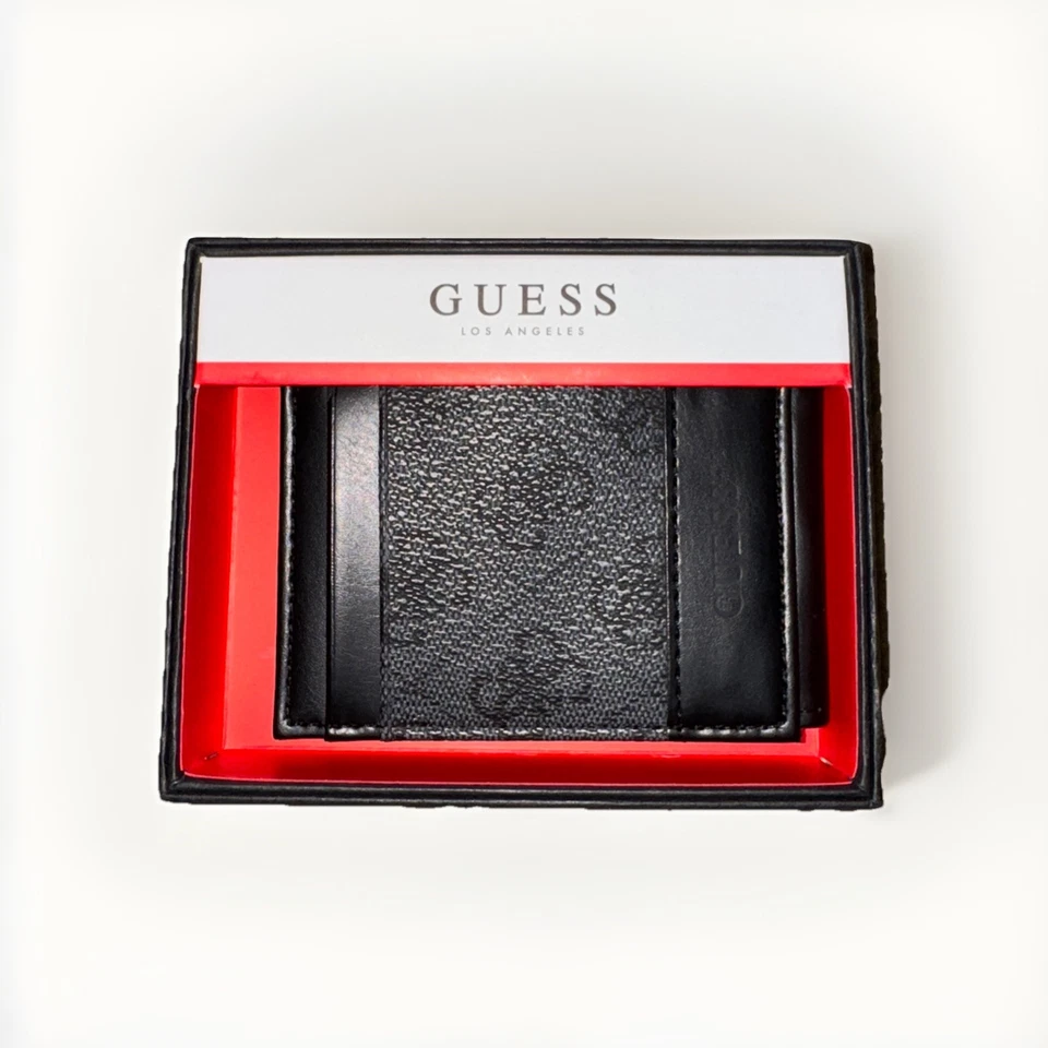 Guess Men's Front Pocket Wallet Magnetic Money Clip RFID Block Black - Image 3 of 4