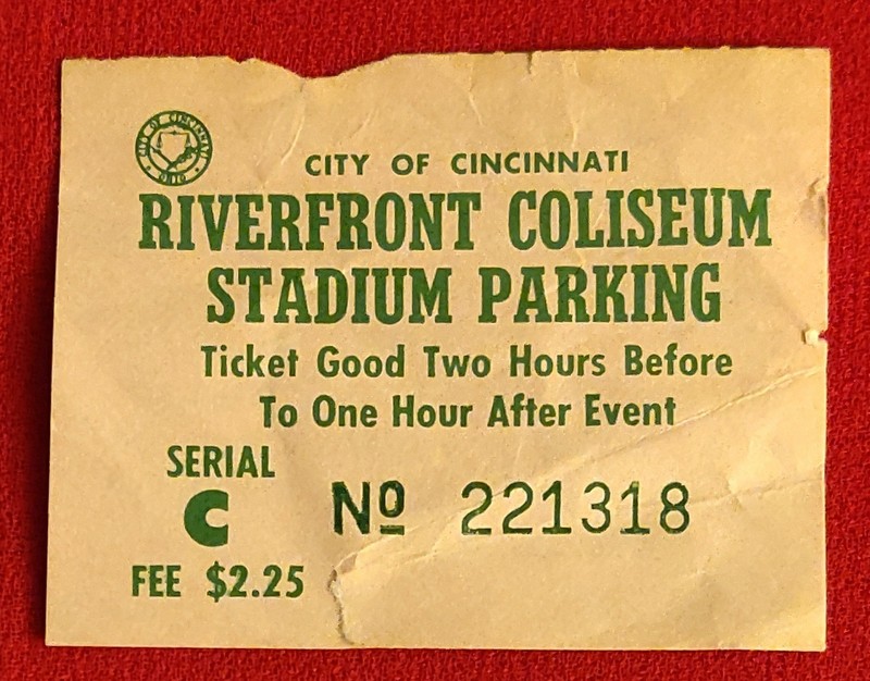 VERY Vintage Parking Pass For Cincinnati Coliseum Stadium Parking Lot-Gone now