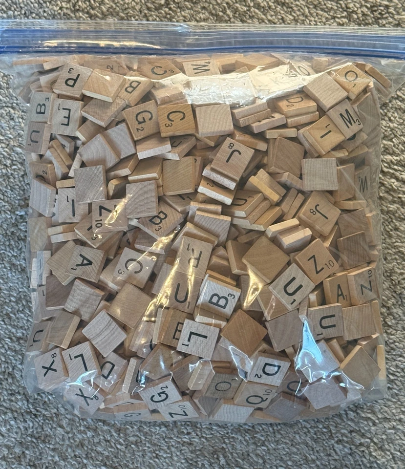 Lote de 3 libras de azulejos de scrabble - azulejos de madera (mixtos - vintage/modernos) artes y manualidades Foto 3 de 3