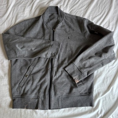 Polo Ralph Lauren Bomber Jacket Mens Large Gray Solid Performance Full Zip