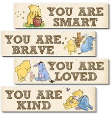 Winnie Room Decor- the Pooh Sign-Wooden Baby Stuff-Vintage Nursery Decor-4PCS Wa