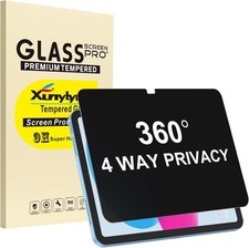 360 4 Way Privacy Screen Protector for iPad A16, Anti-Spy Tempered Glass Film