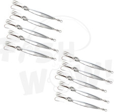 10Pcs 1Oz Diamond Jig Chrome Jigs with a Treble Hook -