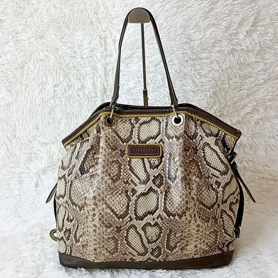 LONGCHAMP Tote Bag Python Pattern Genuine Leather… - image 2