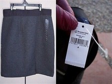 GAP NEW high waisted tweed wool blend skirt size 8 charcoal gray grosgrain NWT