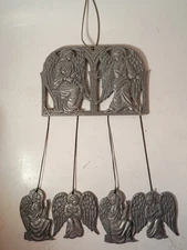 Silver Tone Metal Windchime Angels 11 x 6.5