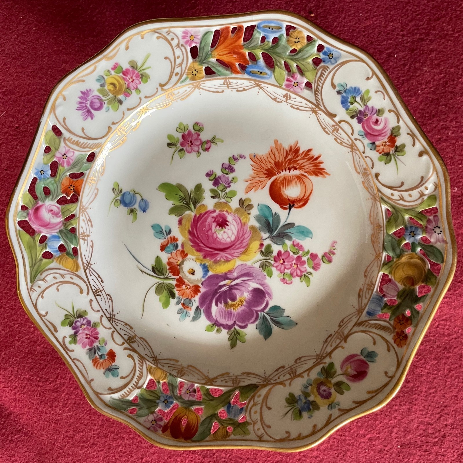 Antique Carl Thieme Dresden Porcelain Compote, 6”