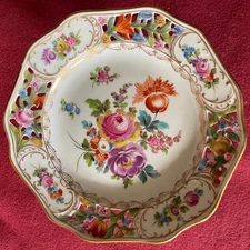 Antique Carl Thieme Dresden Porcelain Compote, 6”