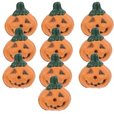 Cabilock 10Pcs Halloween Mini Pumpkin Figurines 1:12 Scale PVC Dollhouse Deco...