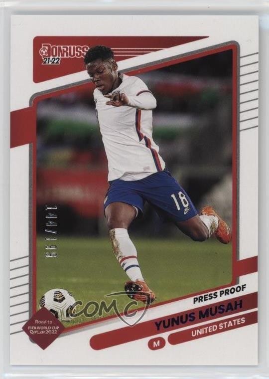 2021 Panini Donruss Road to Qatar Press Proof Purple /199 Yunus Musah #161 18ia