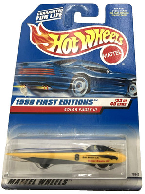 Hot Wheels Solar Eagle III 650 First Editions 23/40 Yellow Blue Vintage 1998