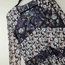 FREE PEOPLE Blouse Floral Sheer Flowing Sz M Shirt Top Beach Vacation Cruise