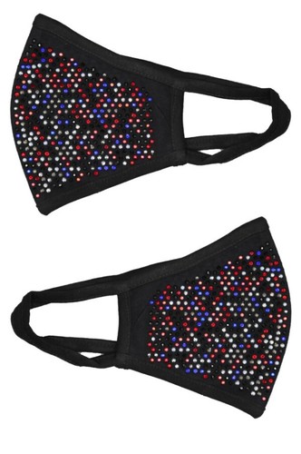 Vocal USA Rot Weiß Blau Strass Kristall Mode Gesichtsmaske - Bild 2 von 3