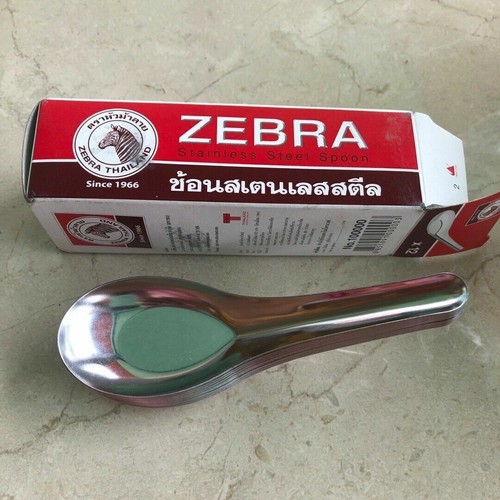 Zebra Thai Stainless Steel Metal Spoon Rice Soup Camping Asian Style 1,2,6 Boxes - Picture 2 of 15