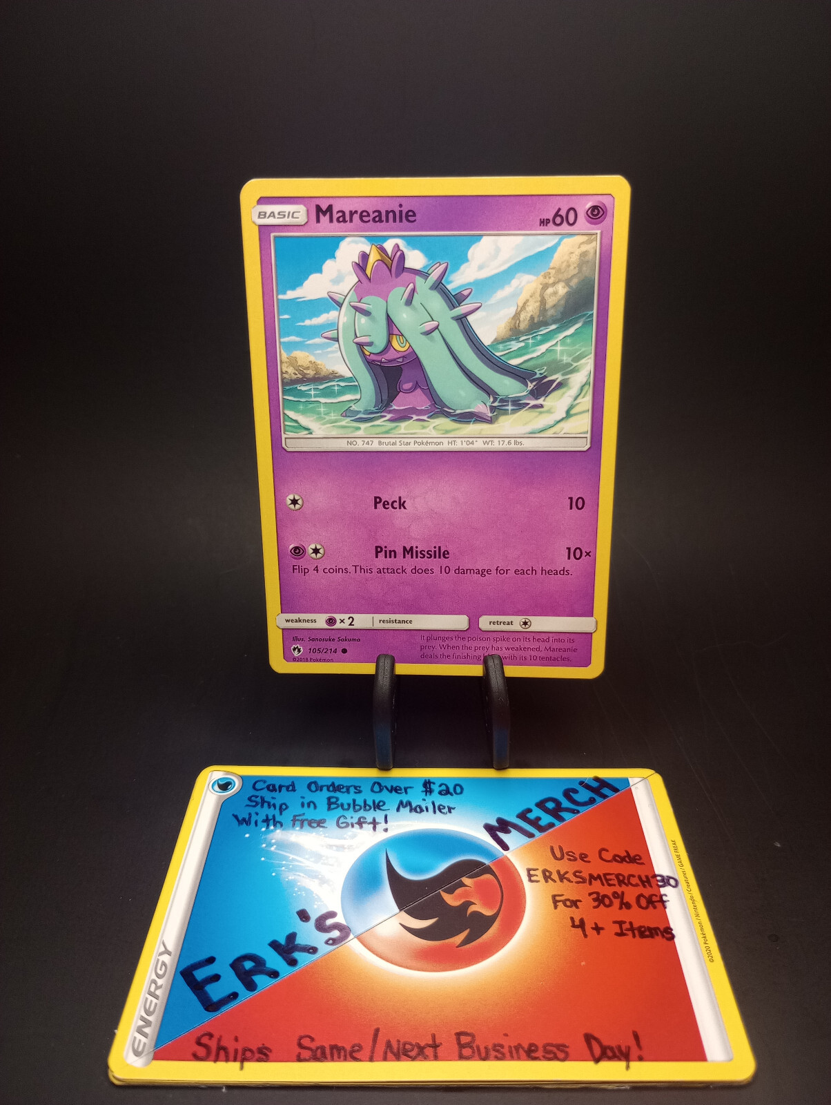 Mareanie 105/214 Lost Thunder NM Regular Common Pokemon Card 