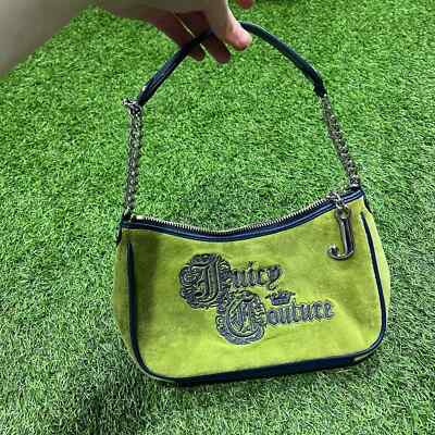 Juicy Couture Vintage Green Blue Velour Shoulder Bag Petite Dainty