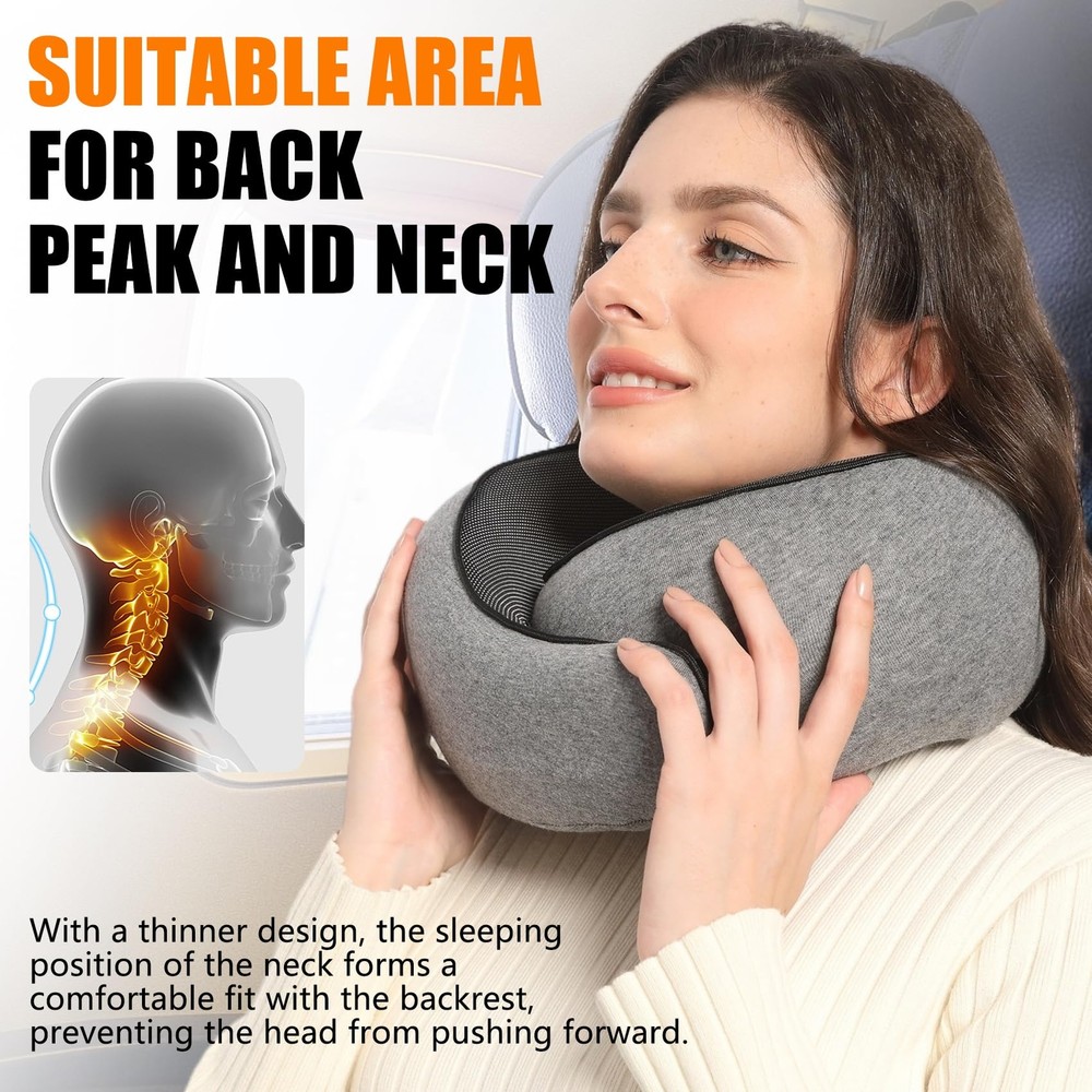 Memory Foam Neck Travel Pillow for Airplanes Upgraded Support