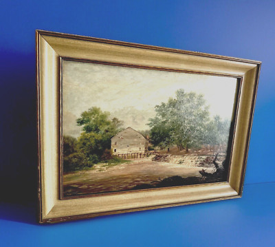 R. Tschudi  Swiss Orig. Realism Painting Landscape Countryside/Stream,Barn  Sgn