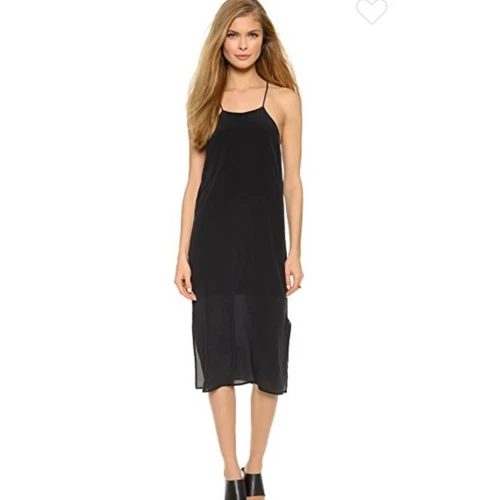 ANINE BING Silk Slip Dress Black Small NWT