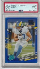2023 Panini Clearly Donruss Puka Nacua Blue PSA 9 MINT Rated Rookie /99 Rams #96