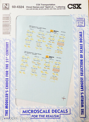 Microscale Decal N #60-4324 CSX Transportation, Diesel Names and ''Spirit of...