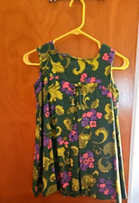 Vintage Children's Dress 1960's Girls Size 7 Hippie Dress Pleated, Bow