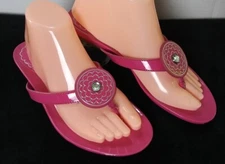 Lindsay Phillips. Pink Thong Flip Flops w/Changeable Deco womens size 8