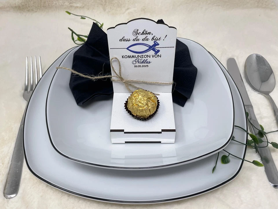 Gastgeschenk Kommunion Gastgeschenk Taufe Konfirmation Fisch Tischdeko Holz weis - Bild 4 von 4