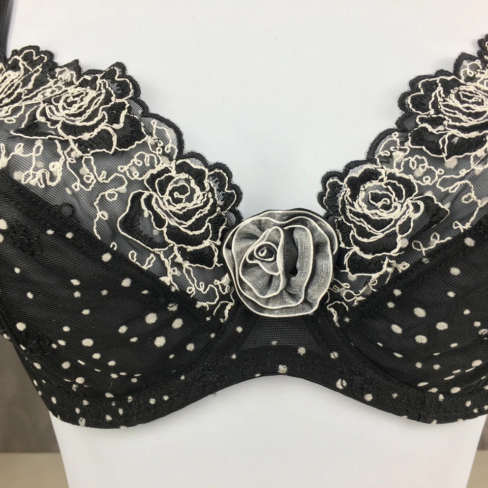 Ruby Pink KEIA Sexy Lingerie Sheer w/ Embroidered Roses Underwire  Bra - Black - Image 2 of 4